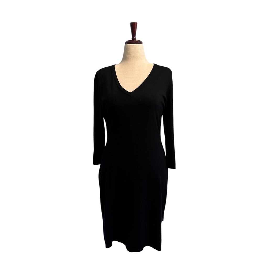 Calvin Klein black sweater dress 3/4 sleeves tags cut out sz large - Picture 6 of 6